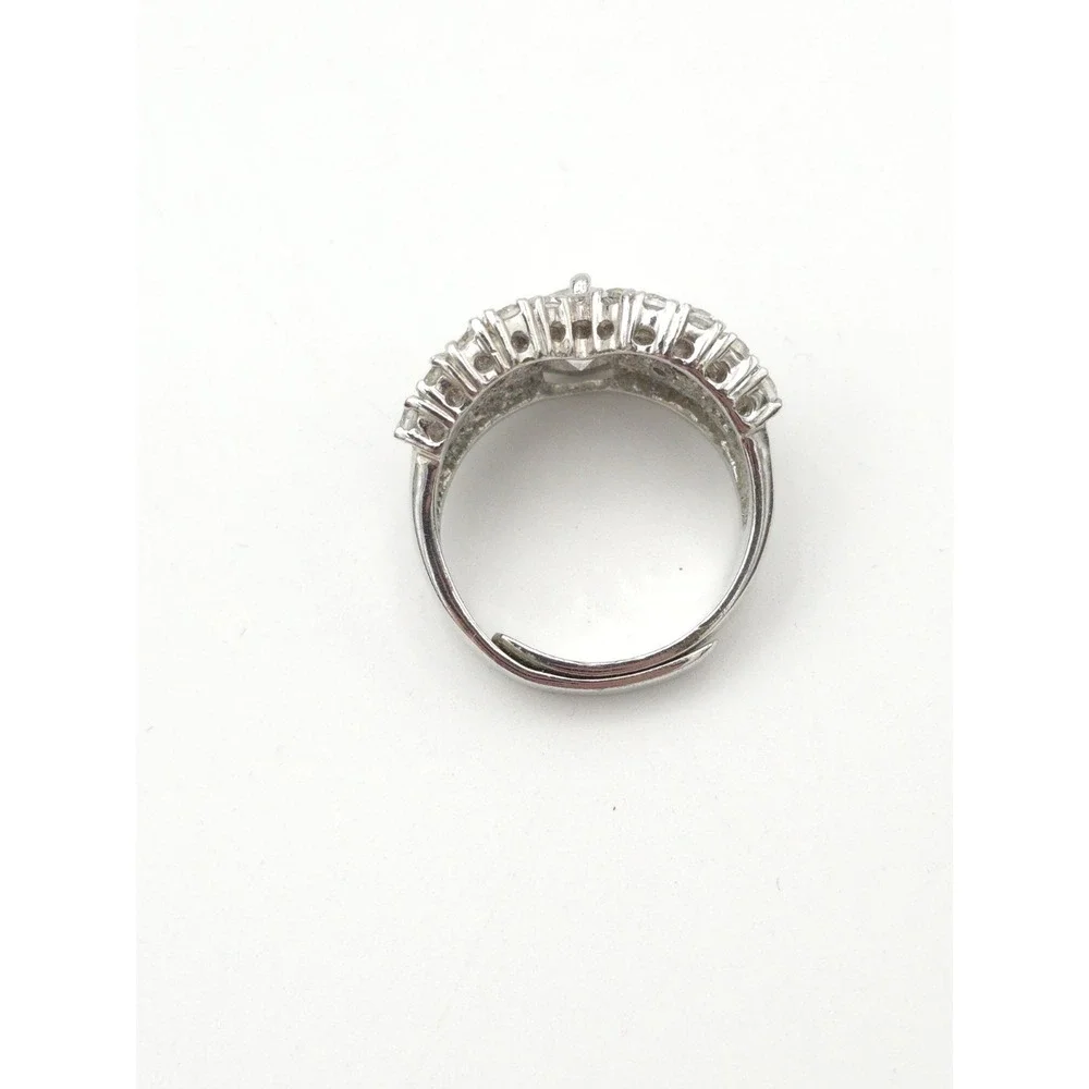 Silver Tone &‎ Clear Glass Rhinestone Ring Adjustable Tear Drop